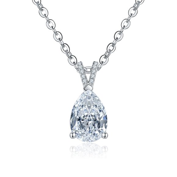 Certified 2ct. t.w. Moissanite Diamond Teardrop Necklace - Picture 11 of 14